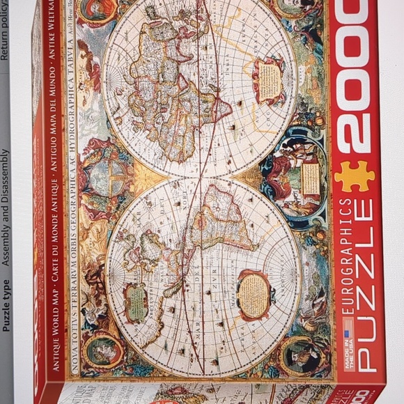 Eurographics NIB Antique World Map Jigsaw Puzzle 2000 pcs. - Picture 5 of 6